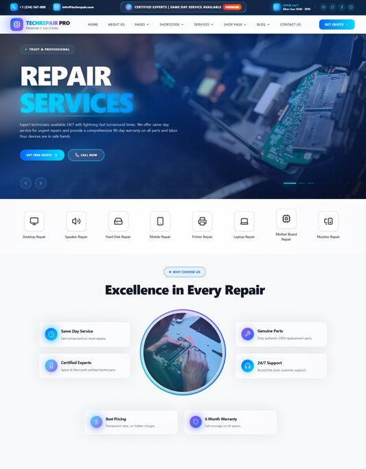 Expert Computer Repair Premium Wordpress Template