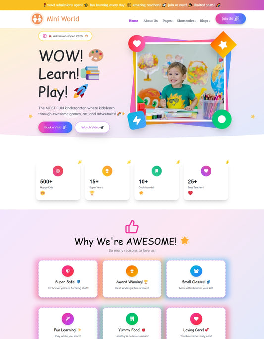 Miniworld - Free Kindergarten WordPress Theme